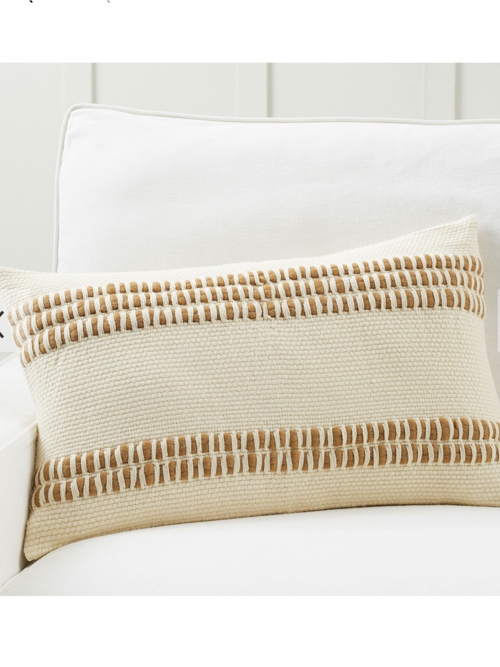 Pottery Barn Reed Striped Lumbar Pillow Cover 1 Brown 16” x 26”